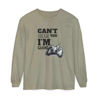 Gaming Long Sleeve Tee — "Can't Hear You I'm Gaming" Printed Graphic