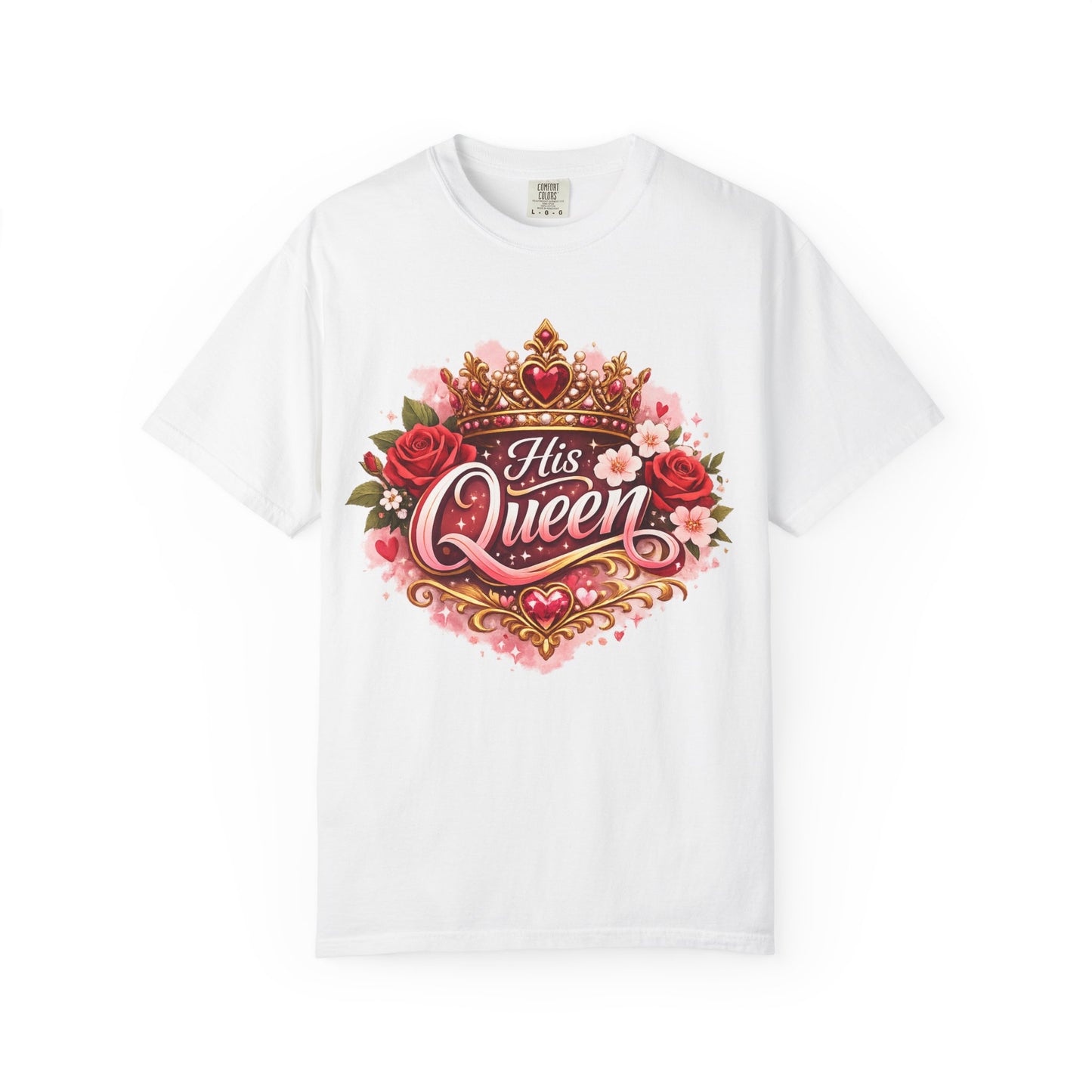 His Queen T-Shirt — Floral Crown Graphic Tee for Women | Romantic Couple Gift