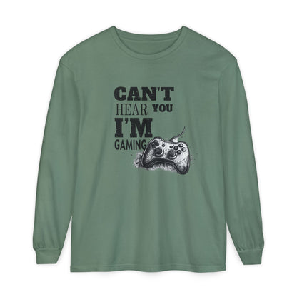 Gaming Long Sleeve Tee — "Can't Hear You I'm Gaming" Printed Graphic