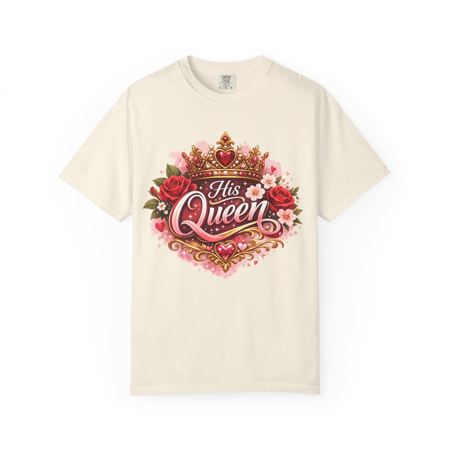 His Queen T-Shirt — Floral Crown Graphic Tee for Women | Romantic Couple Gift