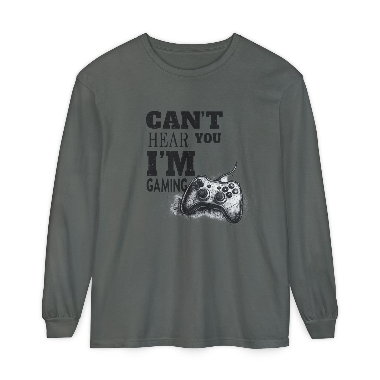 Gaming Long Sleeve Tee — "Can't Hear You I'm Gaming" Printed Graphic