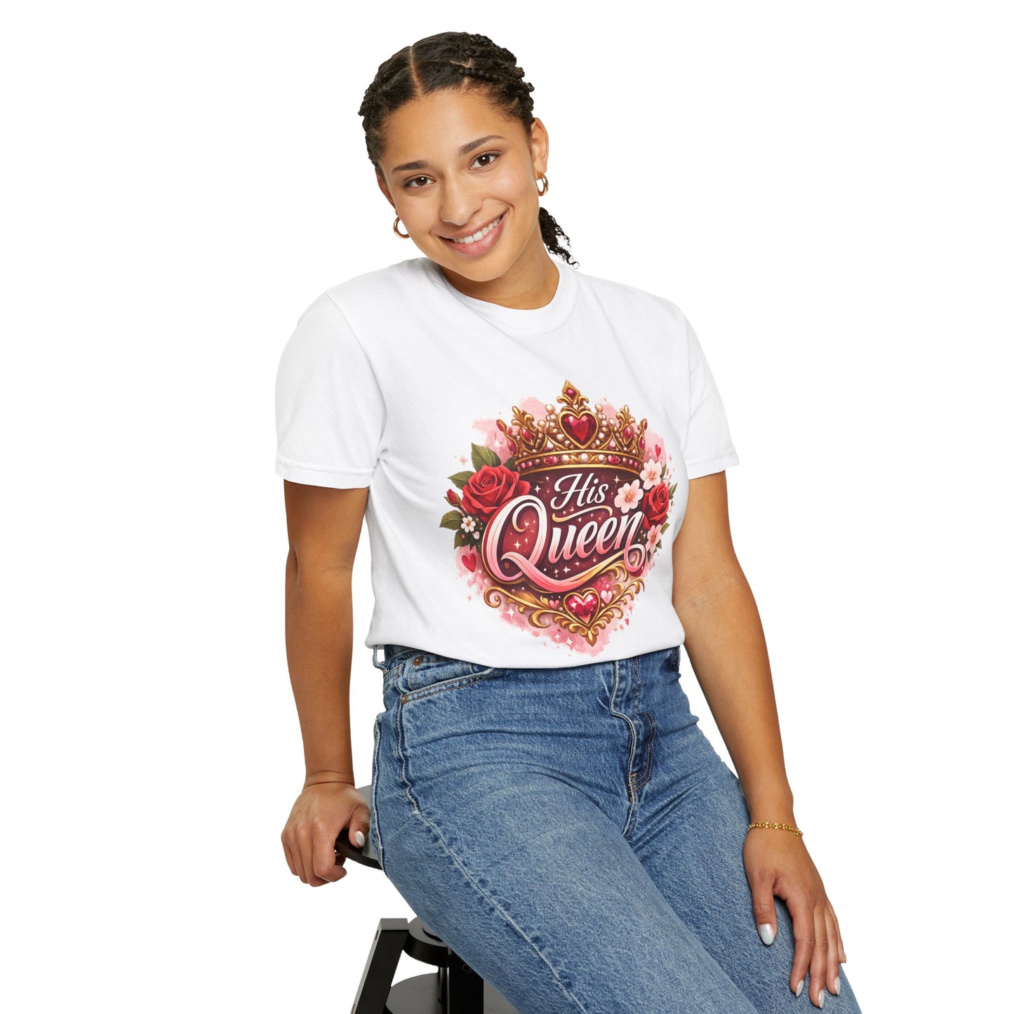 His Queen T-Shirt — Floral Crown Graphic Tee for Women | Romantic Couple Gift