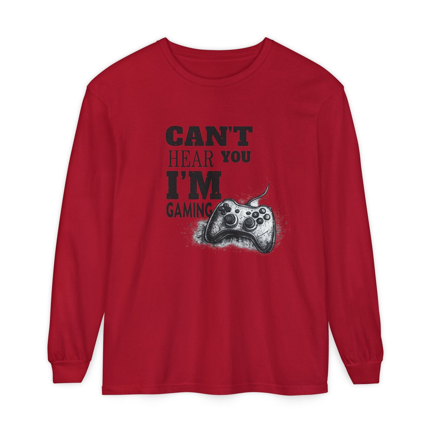 Gaming Long Sleeve Tee — "Can't Hear You I'm Gaming" Printed Graphic